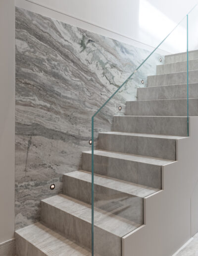 Victoria Falls quartzite staircase installation Hill Gate London by Marble Bros