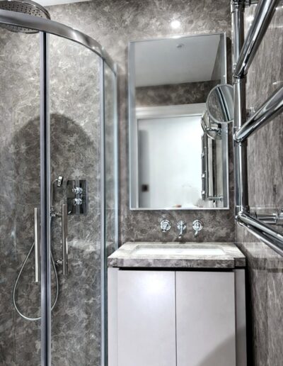 Eden marble staff bathroom vanity and wall cladding Marylebone London by Marble Bros LTD